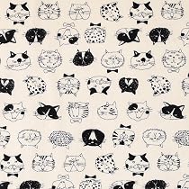 Amazon | MYmama オックス生地 にゃん顔コレクション ねこイラスト柄